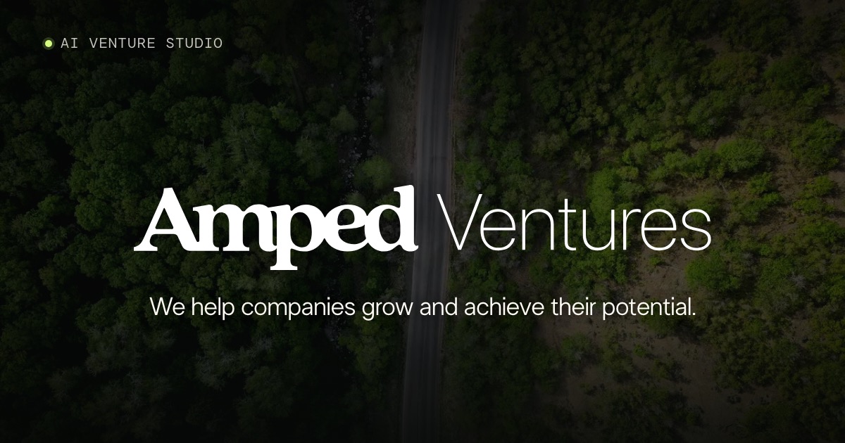 Amped Ventures Open Graph image — dark field, lime rule, wordmark